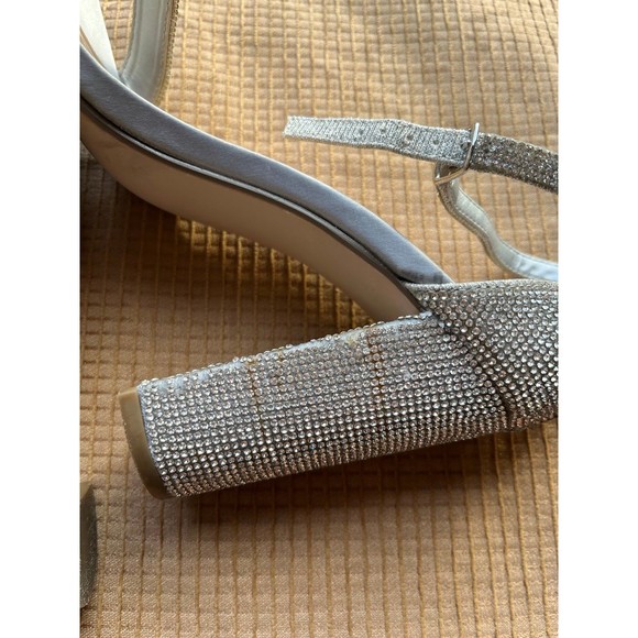 Steve Madden Carrson Rhinestone Ankle Strap Block Heel Silver 11M - Picture 5 of 8